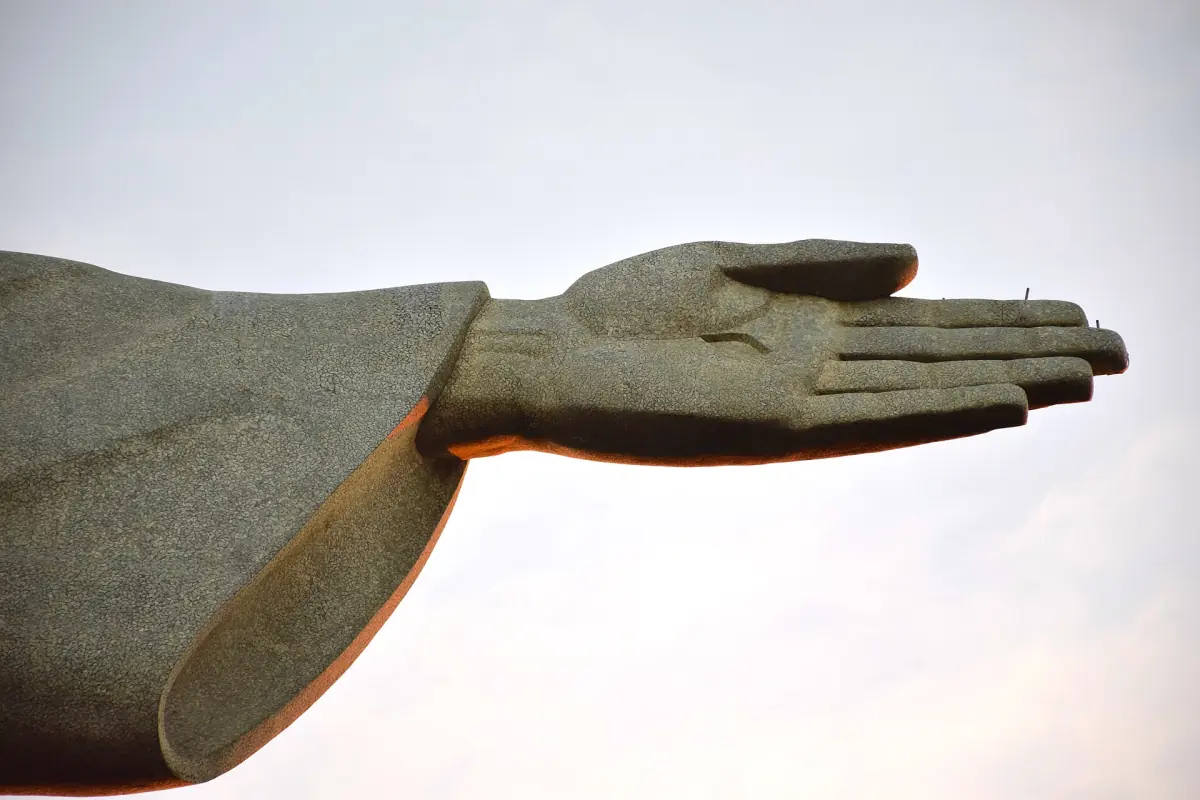 The right hand of the statue