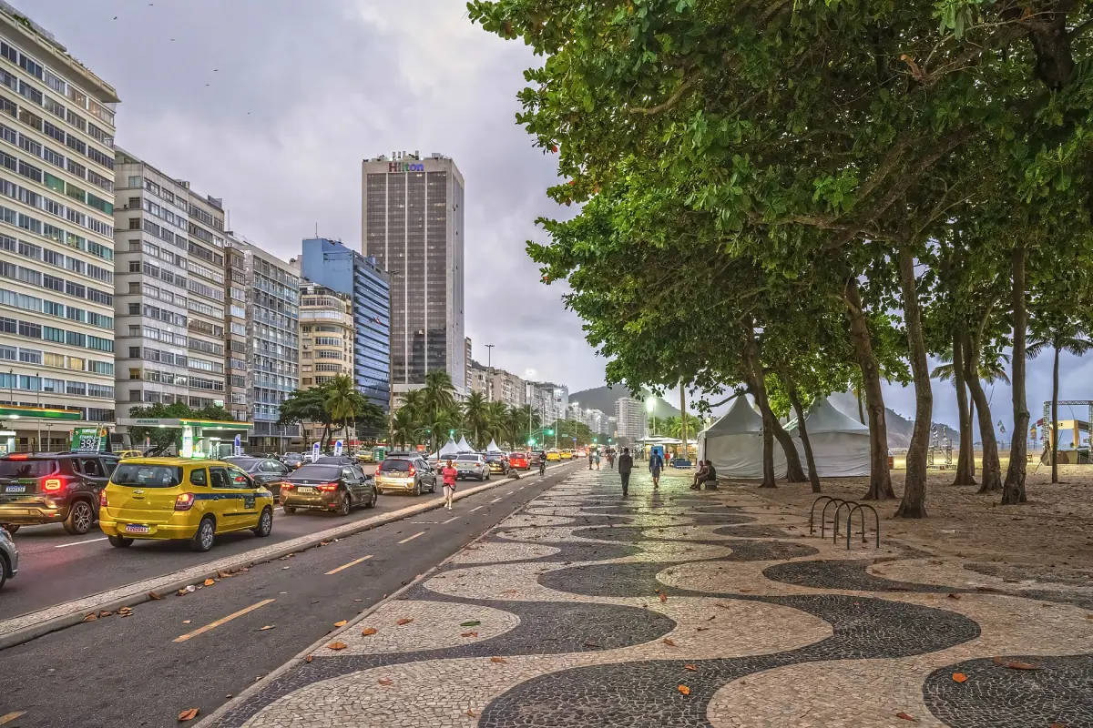 The wave-patterned promenade along Copacabana